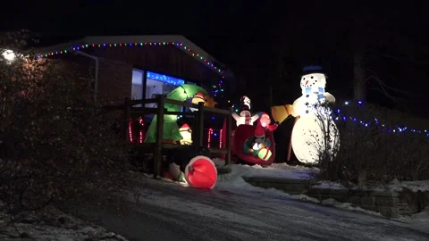 Christmas lights on regular homes in the suburbs Stock Footage 145196831