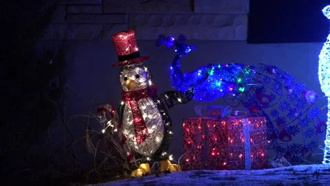 Christmas lights on regular homes in the suburbs Stock Footage 145196833