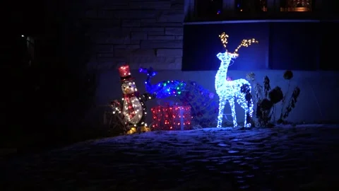 Christmas lights on regular homes in the suburbs Stock Footage 145196993