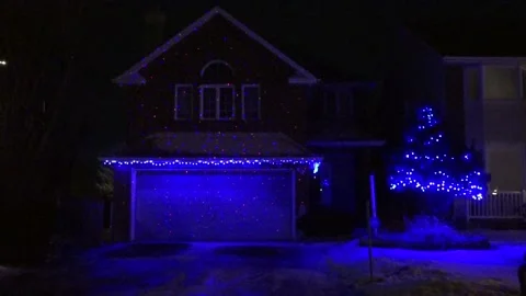 Christmas lights on regular homes in the suburbs Stock Footage 145197162