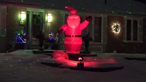 Christmas lights on regular homes in the suburbs Stock Footage 145197449