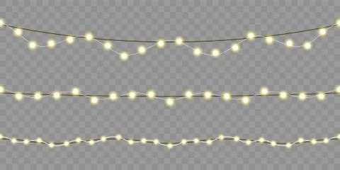 Christmas lights seamless design. Vector isolated Xmas, birthday or festival  Stock Illustration