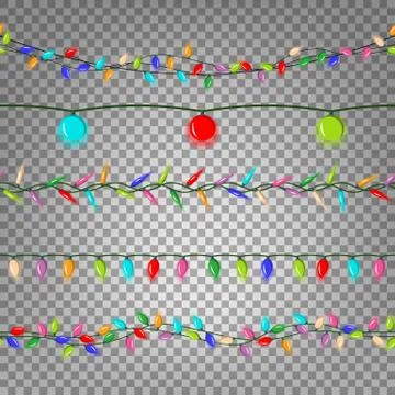 Christmas Lights Seamless Vector. Flat Color Christmas Light Bulbs. Light Illustrazione stock