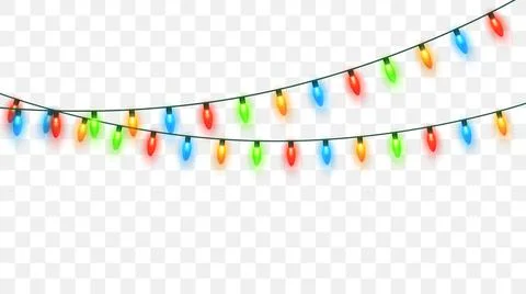Christmas lights set. Vector New Year decorate garland Stock Illustration