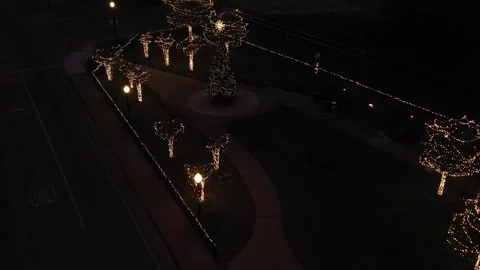 Christmas Lights in a Small Park in a Small Town, Bryan, Texas, USA Stock Footage 145948468