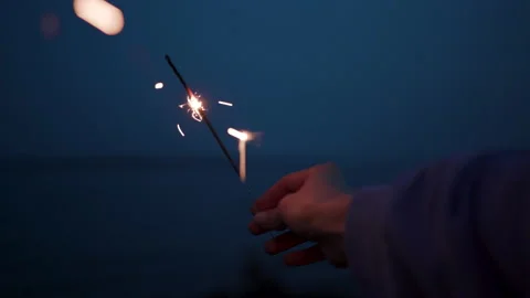 Christmas Lights Splashes Burn in Hands People Celebrating Emotions Background Video stock 138738103