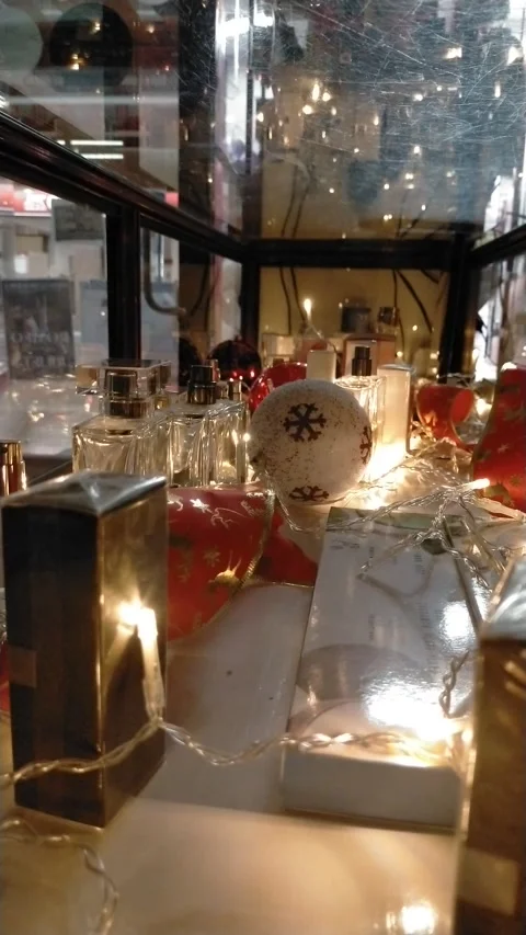 Christmas lights in a store window Stock Footage 323431737