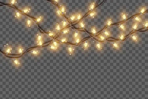 Christmas lights string garland, vector bright holiday bulb lamp New Year Stock Illustration