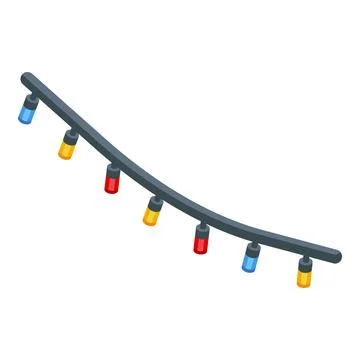 Christmas lights string is hanging and shining on white background Stock Illustration
