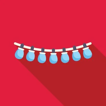 Christmas lights string hanging on cable decoration Stock Illustration