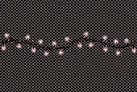 Christmas Lights String Isolated on Transparent Background. Xmas Glowing Ligh Stock Illustration