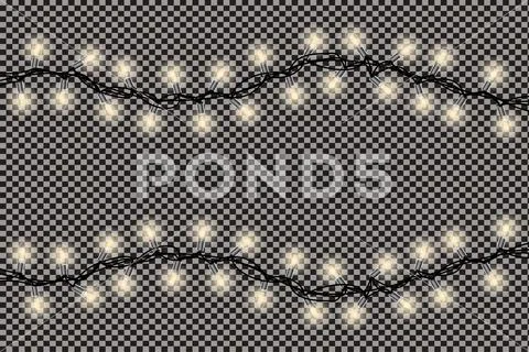 Christmas Lights String Isolated on Transparent Background. Stock Illustration