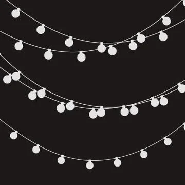Christmas lights strings. Vector flat Xmas garland. Festive garlands set Illustrazione stock