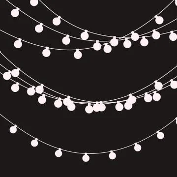 Christmas lights strings. Vector flat Xmas garland. Festive garlands set 스톡 일러스트