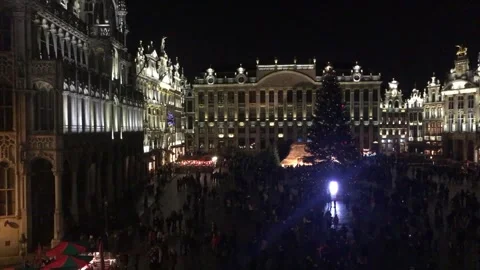 Christmas Lights timelapse display projected on the giant Christmas tree Stock Footage 265440150