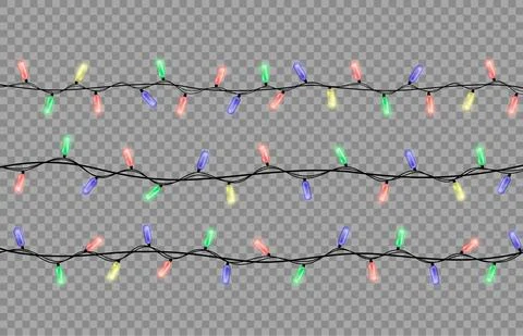 Christmas lights on transparent background Stock Illustration