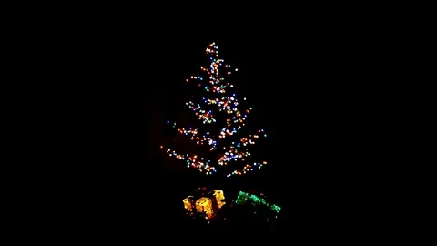 Christmas Lights Tree and Presents Stock Footage 83720733
