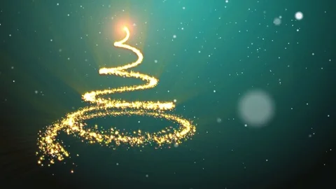 Christmas lights tree animation, winter snowing background Stock Footage 83434453