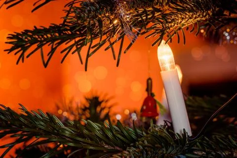 Christmas lights on a tree Stock Photos