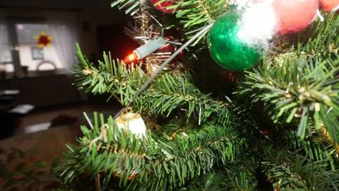 Christmas lights on a tree Stock Photos