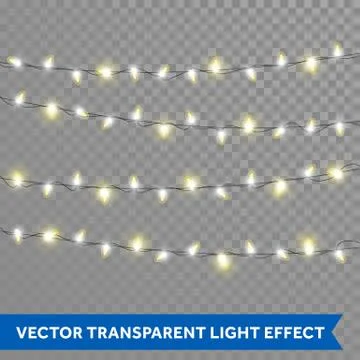 Christmas lights vector isolated realistic glowing Stock Illustration