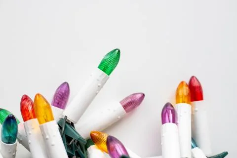 Christmas lights on a white background Stock Photos