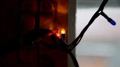 Christmas lights on window Stock Footage 246733318