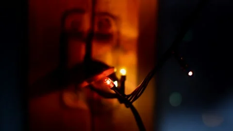 Christmas lights on window Stock Footage 246747458