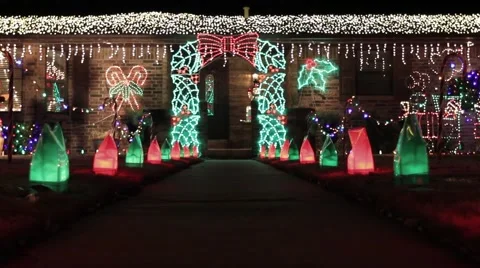 Christmas Lights in yard Stock-Footage 41370277