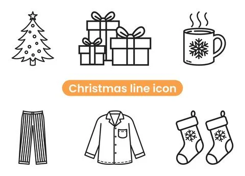 Christmas line icon collection. Thin outline icons pack. Stock Illustration