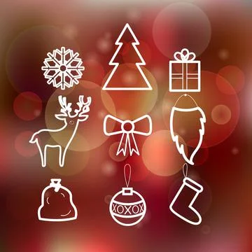 Christmas line icon set Stock Illustration