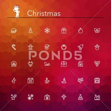 Christmas line icons Stock Illustration
