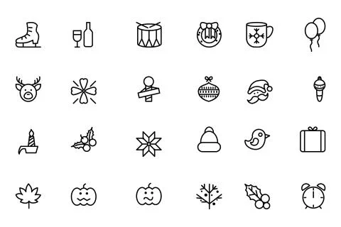 Christmas Line Vector Icons Pack Stock Illustration