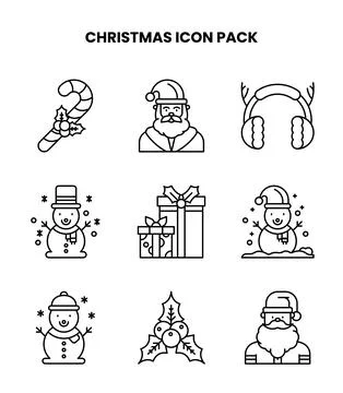 Christmas Line Vector Icons Pack Stock Illustration
