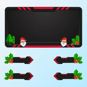 Christmas live stream overlay webcam screen border frame with Santa Claus Stock Illustration