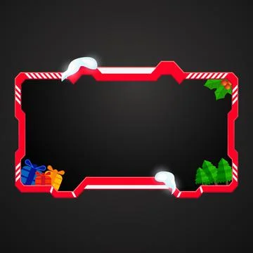 Christmas live stream overlay webcam border frame with snow effect Stock Illustration