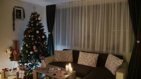 Christmas living room - loop Stock Footage