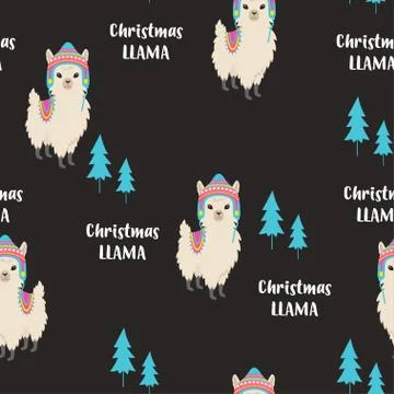Christmas llamas pattern Stock Illustration