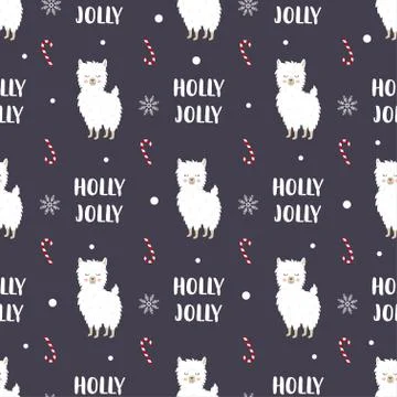 Christmas llamas pattern Stock Illustration