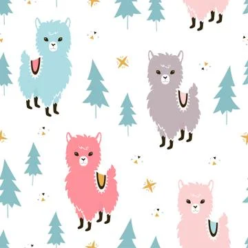Christmas llamas pattern Stock Illustration