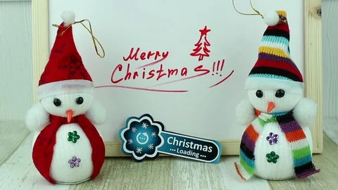 Christmas loading and snowmen Stock Footage 83233855