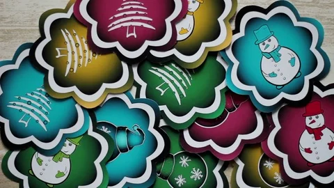 Christmas loading and of stickers Stock Footage 70017209