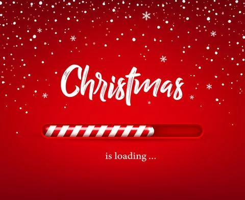 Christmas loading bar, candy cane, snow background Ilustración de archivo