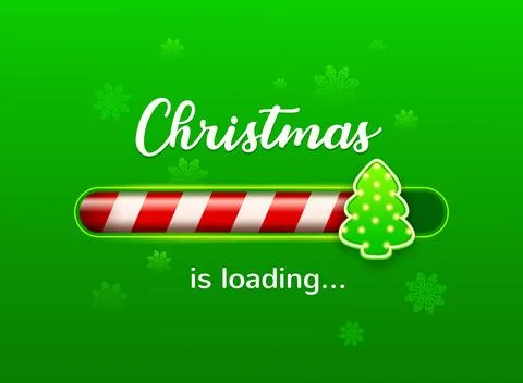 Christmas loading bar with candy cane and tree Ilustración de archivo
