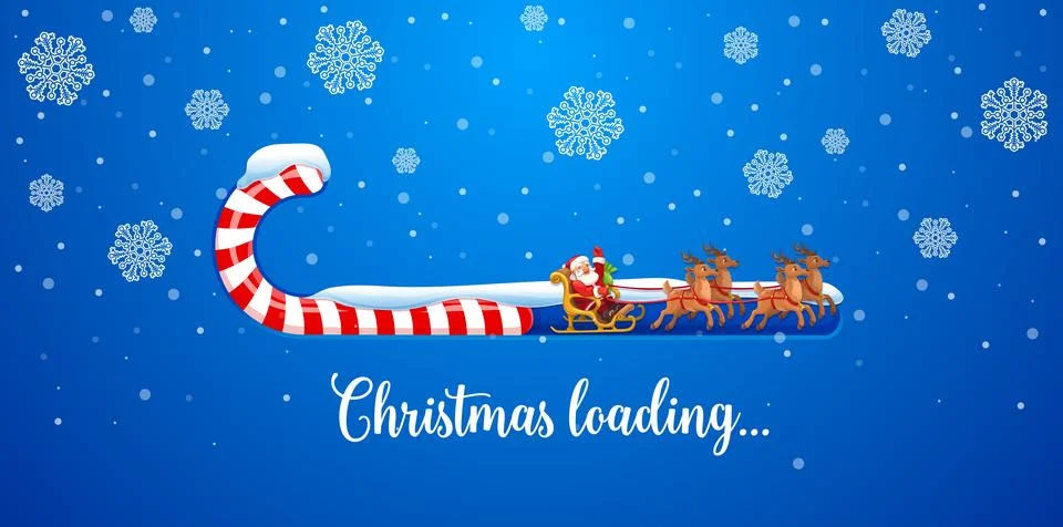 Christmas loading bar candy cane and Santa sleigh Stock Illustration