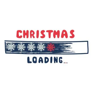 Christmas loading bar. Hand drawn vector illustration with snowflake, lettering Stock Illustration