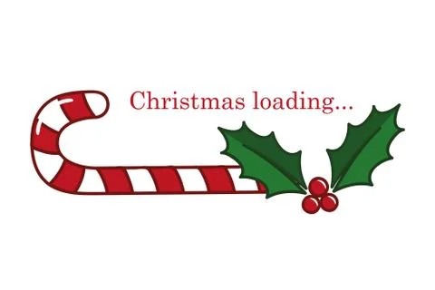 Christmas loading candy cane and holly berry Ilustración de archivo