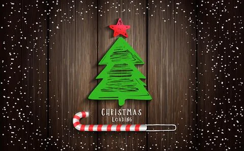 Christmas loading card with xmas tree and star Stock Illustration