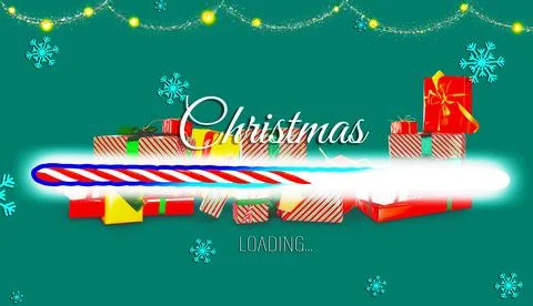 Christmas loading concept with glowing candy cane progress bar, wrapped gif.. Stock Illustration