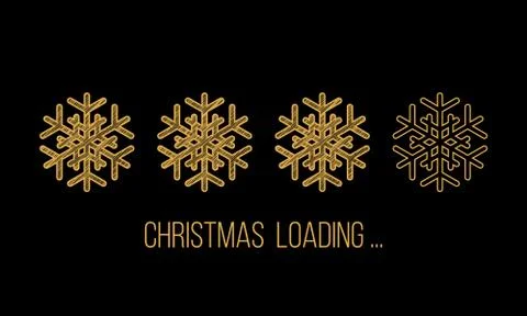 Christmas loading, snowflakes progress bar on black background Stock Illustration